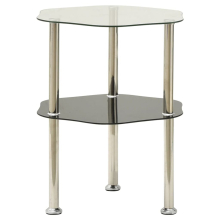 vidaXL 2-Tier Side Table Transparent&Black 38x38x50cm Tempered Glass End table