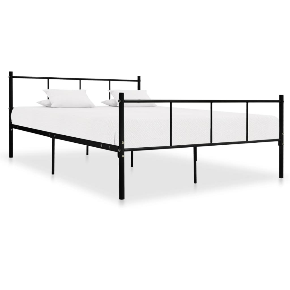 vidaXL Bed Frame Black Metal 140x200cm Bedroom Furniture Classic Accessory