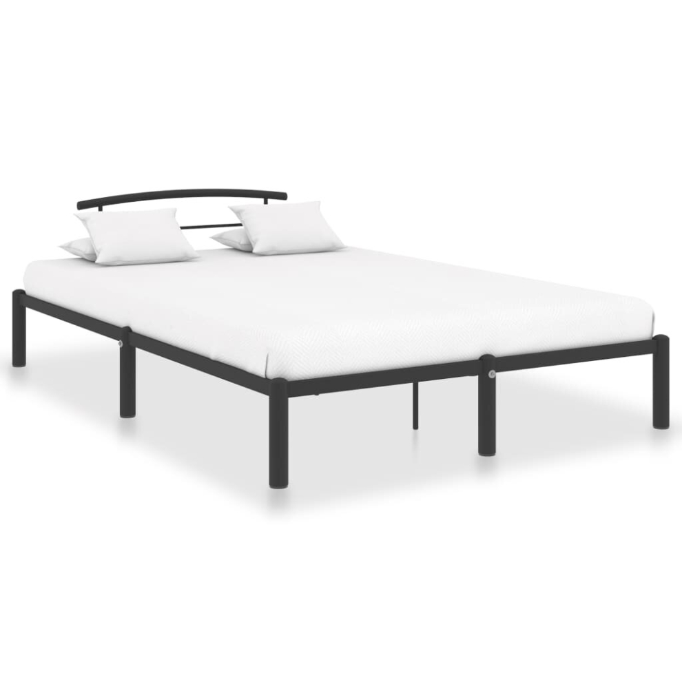 vidaXL Bed Frame Black Metal 160x200cm Bedroom Furniture Classic Accessory