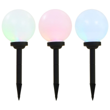 vidaXL 3x Outdoor Solar Lamps LED Spherical 20cm RGB Garden Lighting Fixture
