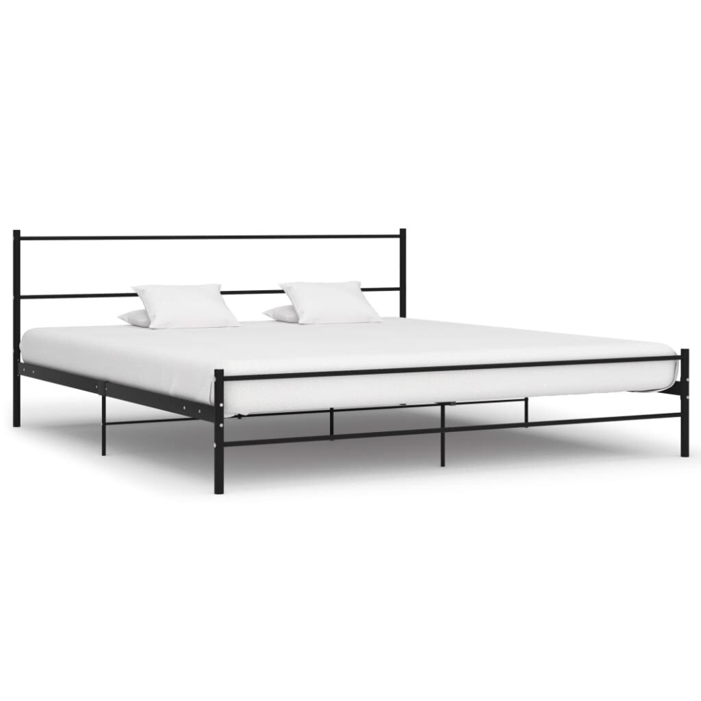 vidaXL Bed Frame Black Metal 200x200cm Double Solid Base Bedroom Furniture