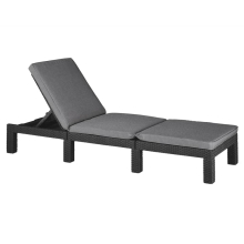 Bain de soleil - Allibert by KETER – DAYTONA – em resina imitação rattan trançado – almofada – encosto ajustável - cinza grafite