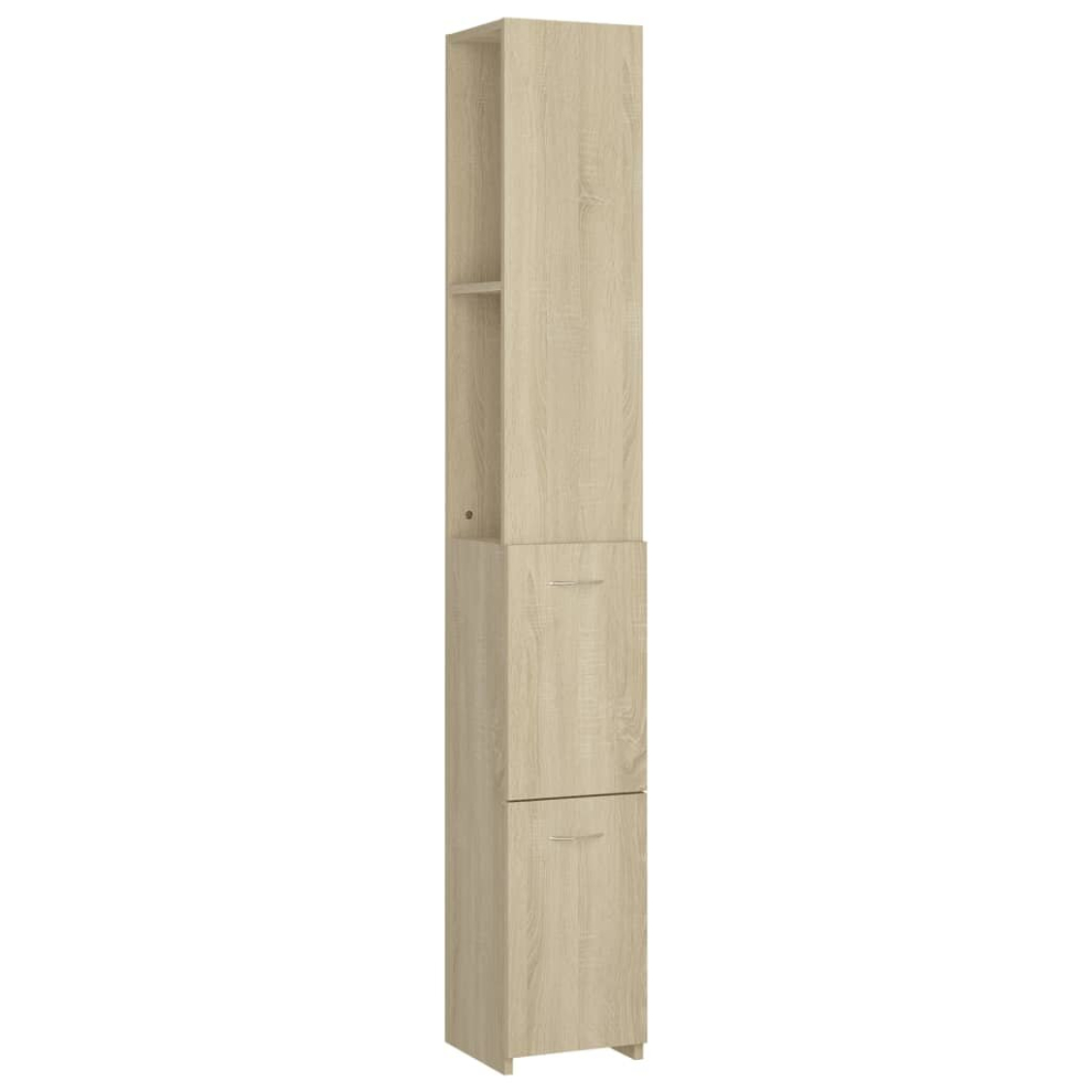 vidaXL Bathroom Cabinet Sonoma Oak Engineered Wood Washroom Furniture Cupboard