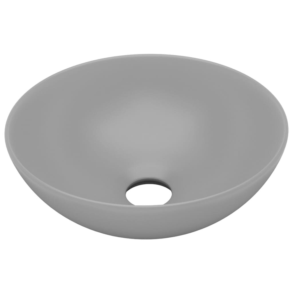 vidaXL Bathroom Sink Ceramic Light Grey Round Cloakroom Counter Top Wash Basin