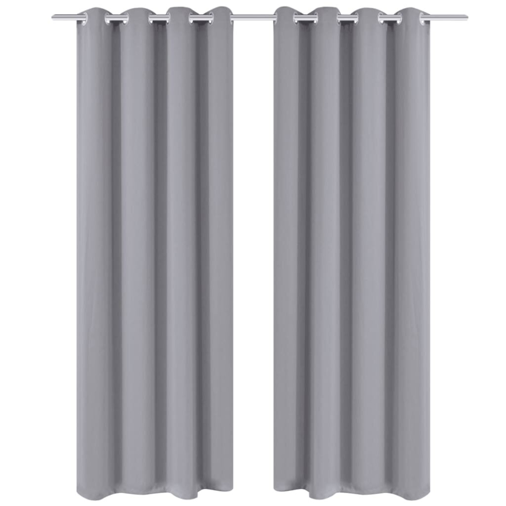 vidaXL 2x Blackout Curtains with Metal Rings 135x245cm Grey Blinds Drapes