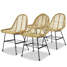 vidaXL 4x Dining Chairs Natural Rattan Beige Kitchen Dining Room Furniture