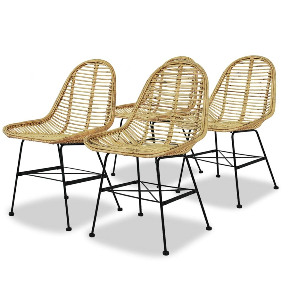 vidaXL 4x Dining Chairs Natural Rattan Beige Kitchen Dining Room Furniture-image-OPC-P55JFTW-NEW