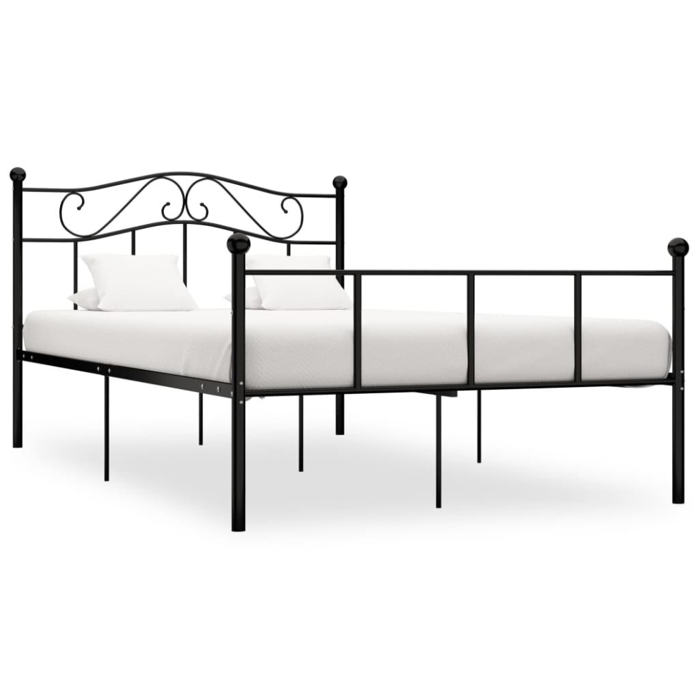 Vidaxl Bed Frame Black Metal 120X200cm Elegant Solid Base Bedroom Furniture