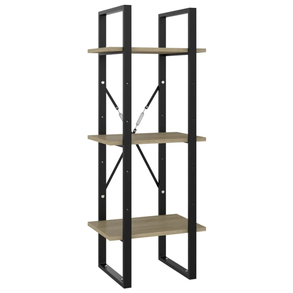 vidaXL 3-Tier Book Cabinet Sonoma Oak Engineered Wood Bookcase Storage Rack