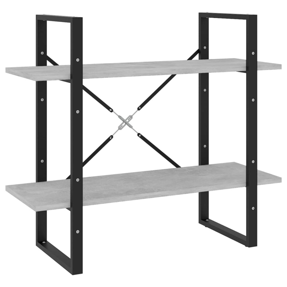 Vidaxl 2-Tier Book Cabinet Concrete Grey Engineered Wood Storage Rack Bookcase