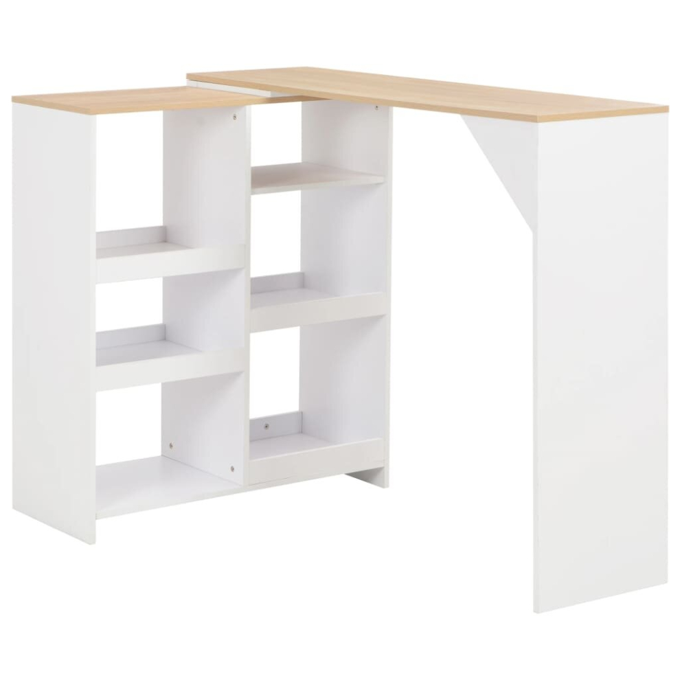 Vidaxl Bar Table With Moveable Shelf White Coffee Dining Tall Breakfast Stand