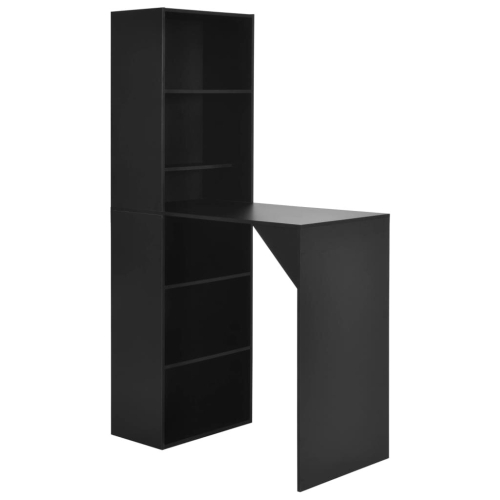 VidaXL vidaXL Bar Table with Cabinet Black Kitchen Coffee Dining Tall Breakfast Stand