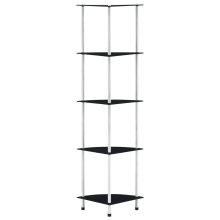 vidaXL 5-Tier Tempered Glass Shelf 30x30x130cm - Black Bookshelf (Code 249521)