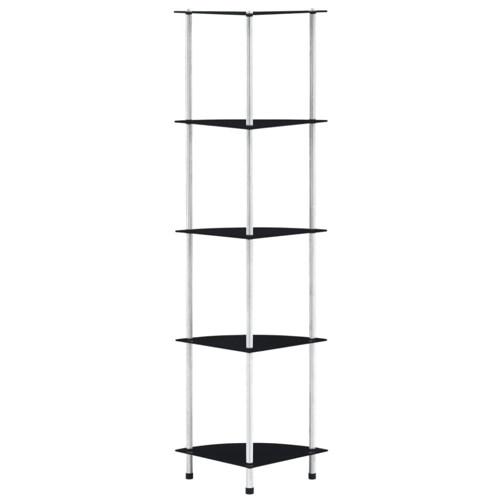 vidaXL 5-Tier Shelf Tempered Glass 30x30x130cm Bookshelf Storage Showcase