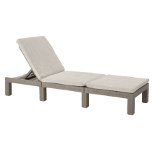 Banho de sol - Allibert by KETER - DAYTONA - em resina imitação de rattan trançado - almofada - encosto ajustável - cappuccino