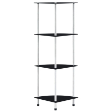 vidaXL Regal mit 4 Ablagen Schwarz 30x30x100 cm Hartglas