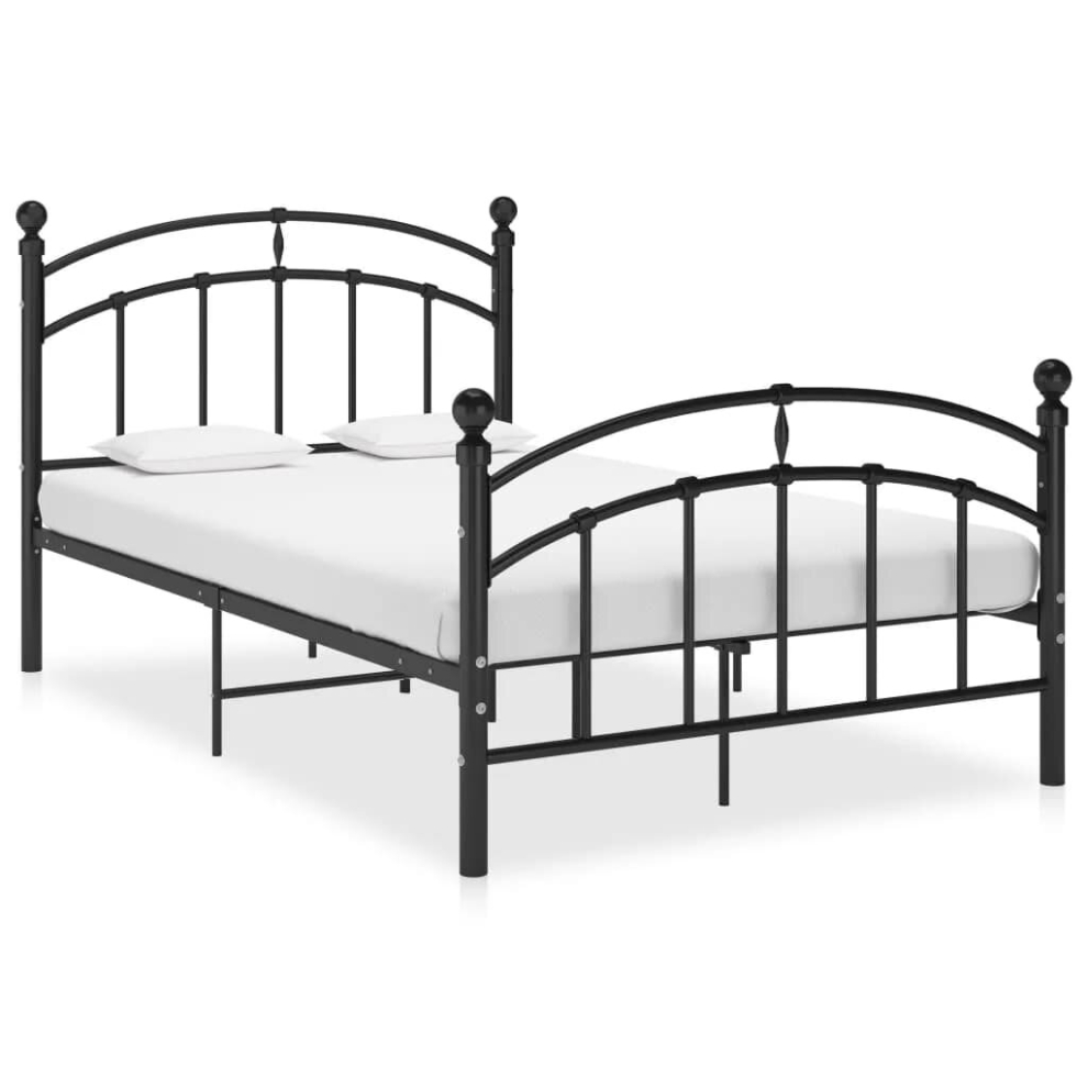 vidaXL Bed Frame Black Metal 120x200 cm Bedroom Adults Kids Bed Base Bedstead