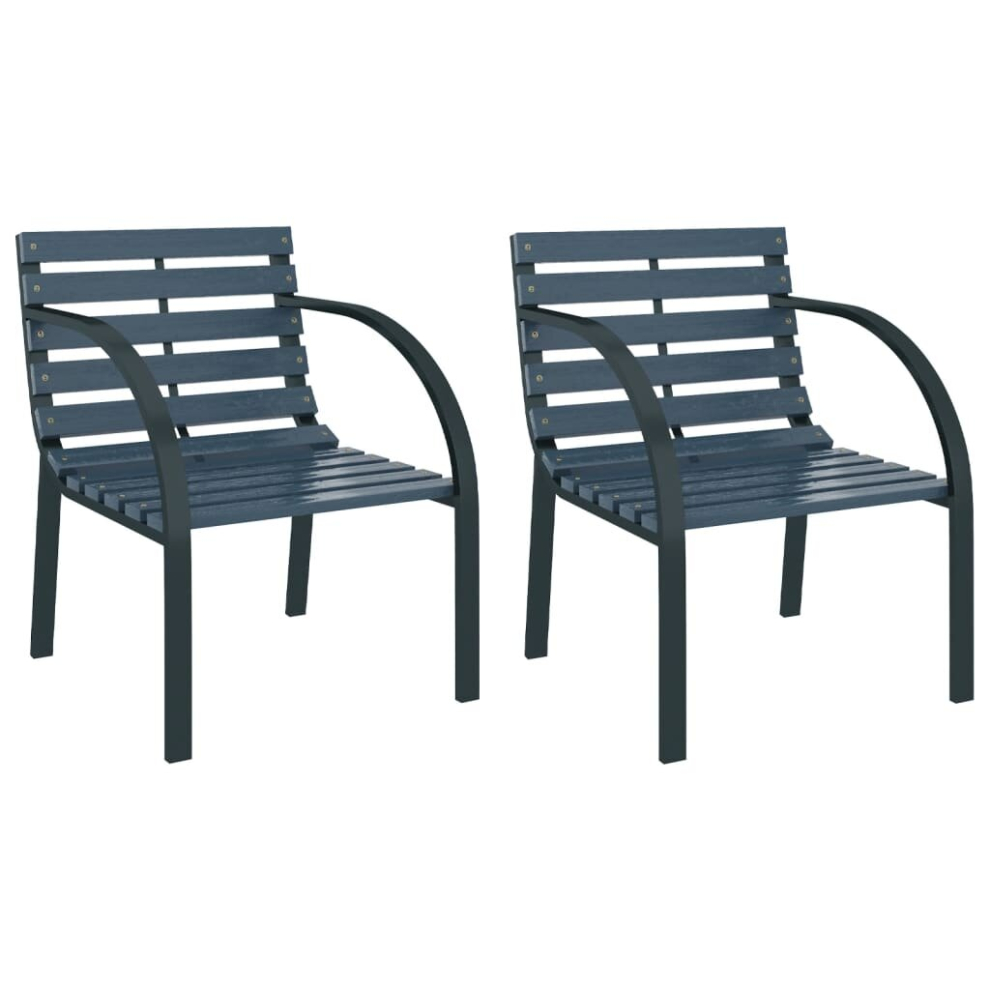 vidaXL 2x Garden Chairs Grey Wood Outdoor Patio Seating Furniture Armchair