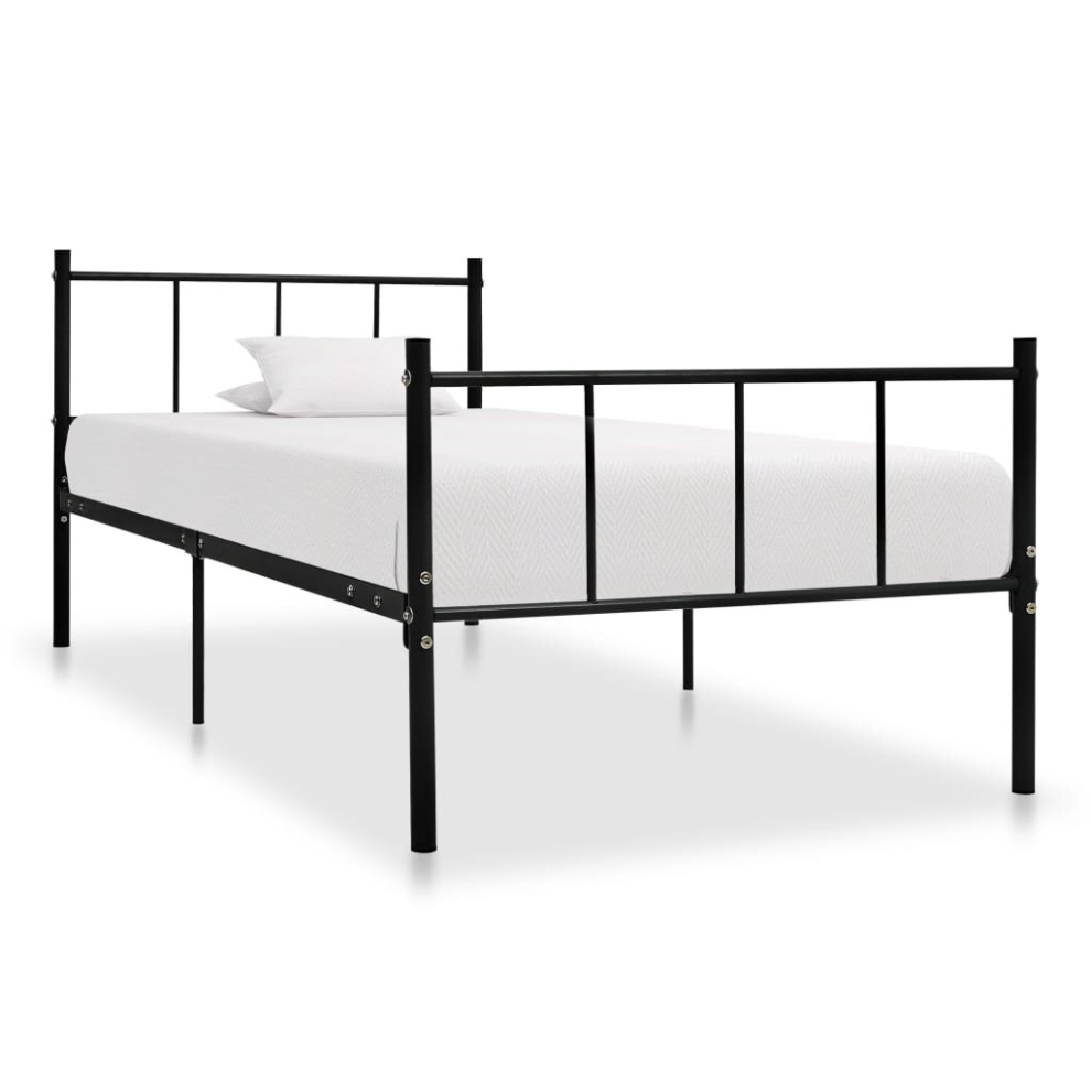 vidaXL Bed Frame Black Metal 90x200cm Bedroom Furniture Classic Accessory