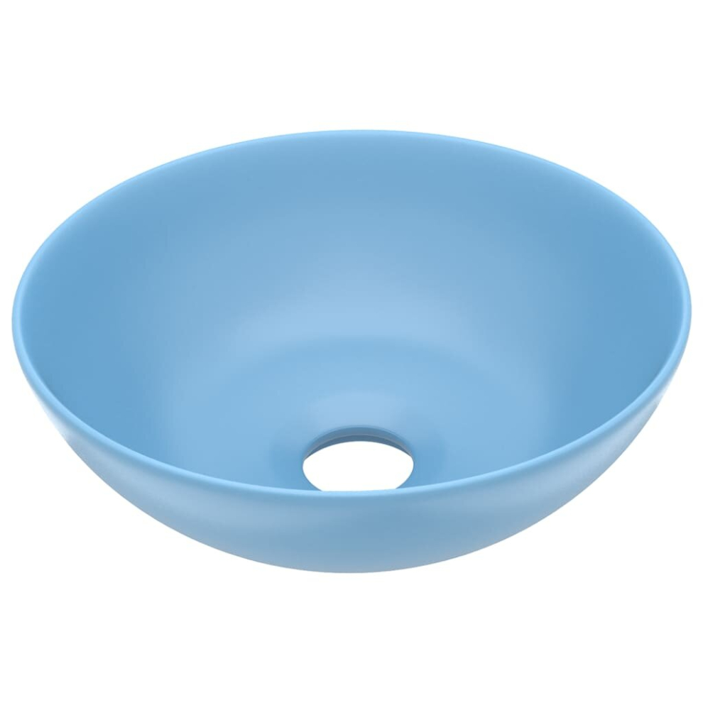Vidaxl Bathroom Sink Ceramic Light Blue Round Cloakroom Counter Top Wash Basin
