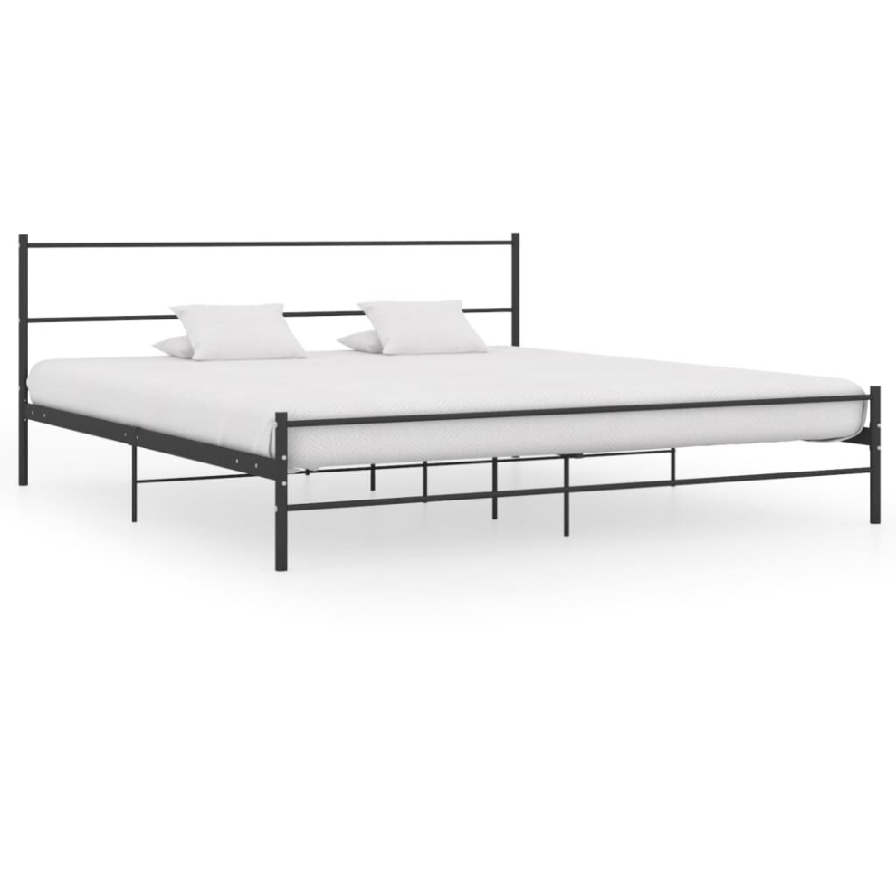 vidaXL Bed Frame Bed Base Mattress Foundation Black Metal 180x200 cm Super King