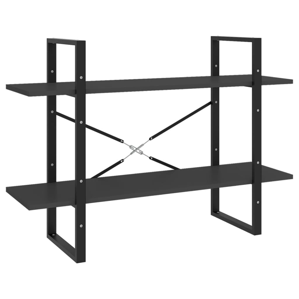 VidaXL 2-Tier Book Cabinet Grey 100x30x70 cm Engineered Wood - Industrial Look - Image 2