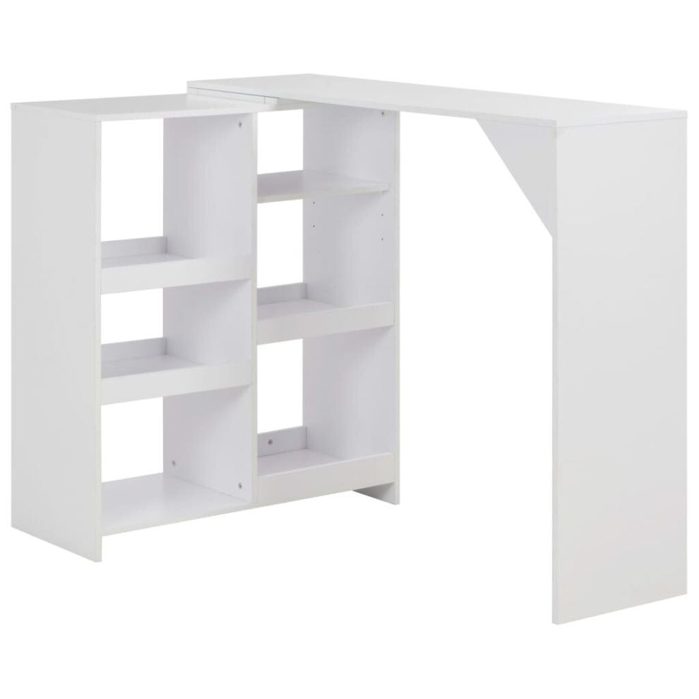 Vidaxl Bar Table With Moveable Shelf White Indoor Breakfast Desk Furniture