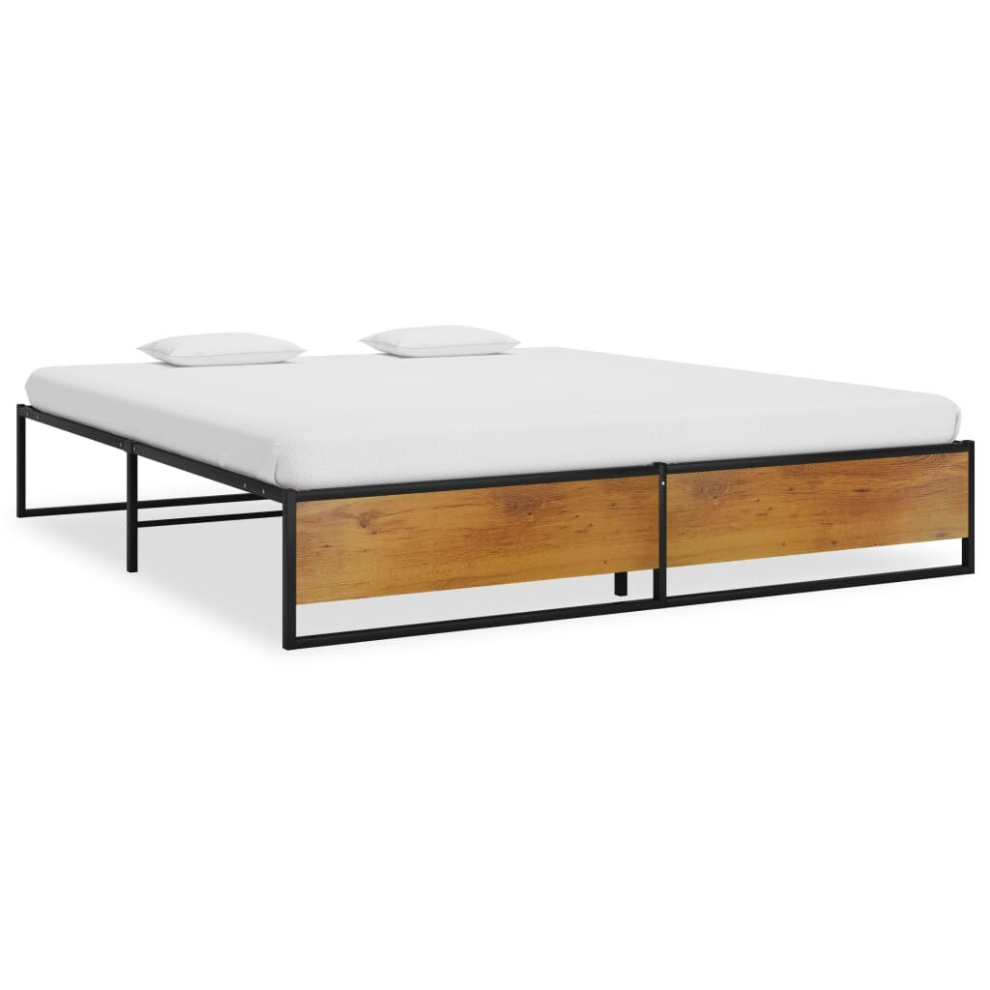 Vidaxl Bed Frame Bed Base Mattress Foundation Black Metal 180X200 Cm Super King