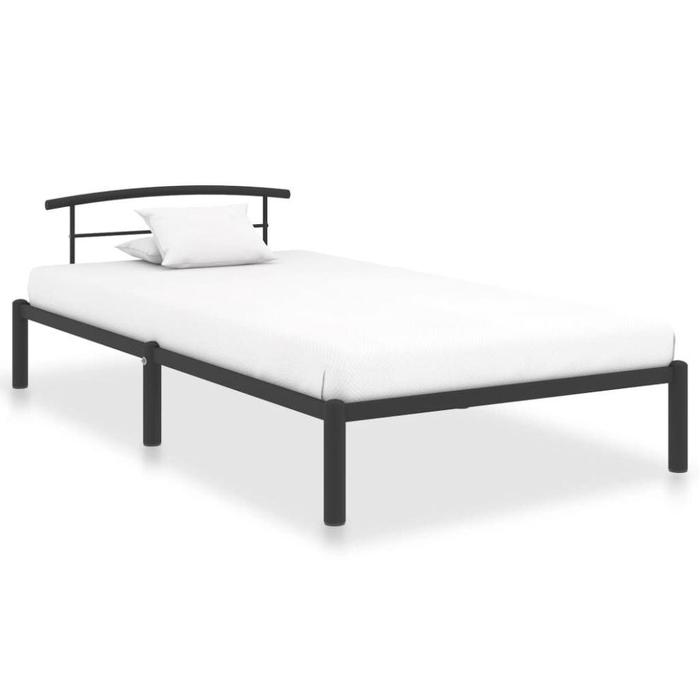 vidaXL Bed Frame Black Metal 100x200cm Bedroom Furniture Classic Accessory