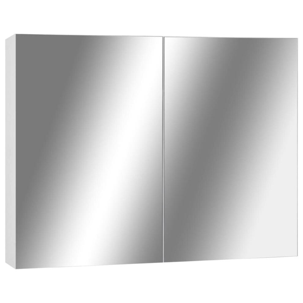 Vidaxl Bathroom Mirror Cabinet White Mdf Washroom Vanity Wall Storage Rack