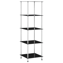 vidaXL 5-Tier Black Tempered Glass Display Cabinet 40x40x130 cm - 249511