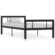 vidaXL Bed Frame Black and White Metal 100x200cm Single Size Bedroom Furniture