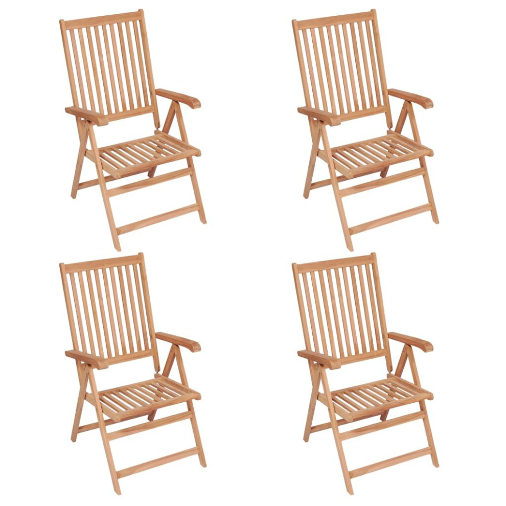 Vidaxl 4X Solid Teak Wood Reclining Garden Chairs Wooden Dining Dinner Seat