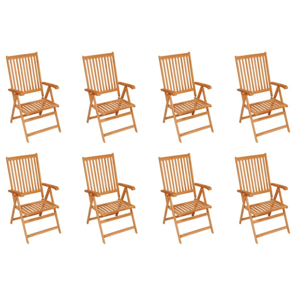 Vidaxl 8X Solid Teak Wood Reclining Garden Chairs Furniture Outdoor Seating Brown