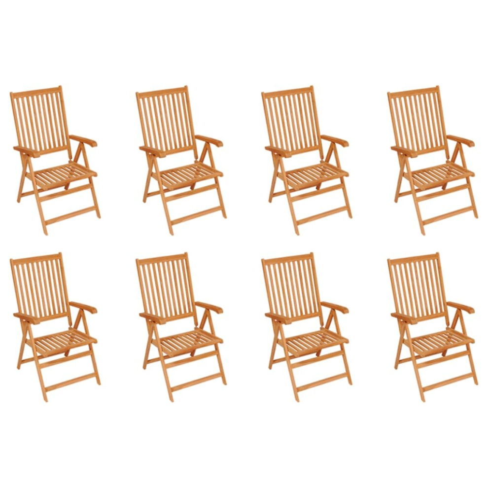 vidaXL 8x Solid Teak Wood Reclining Garden Chairs Furniture Outdoor Seating