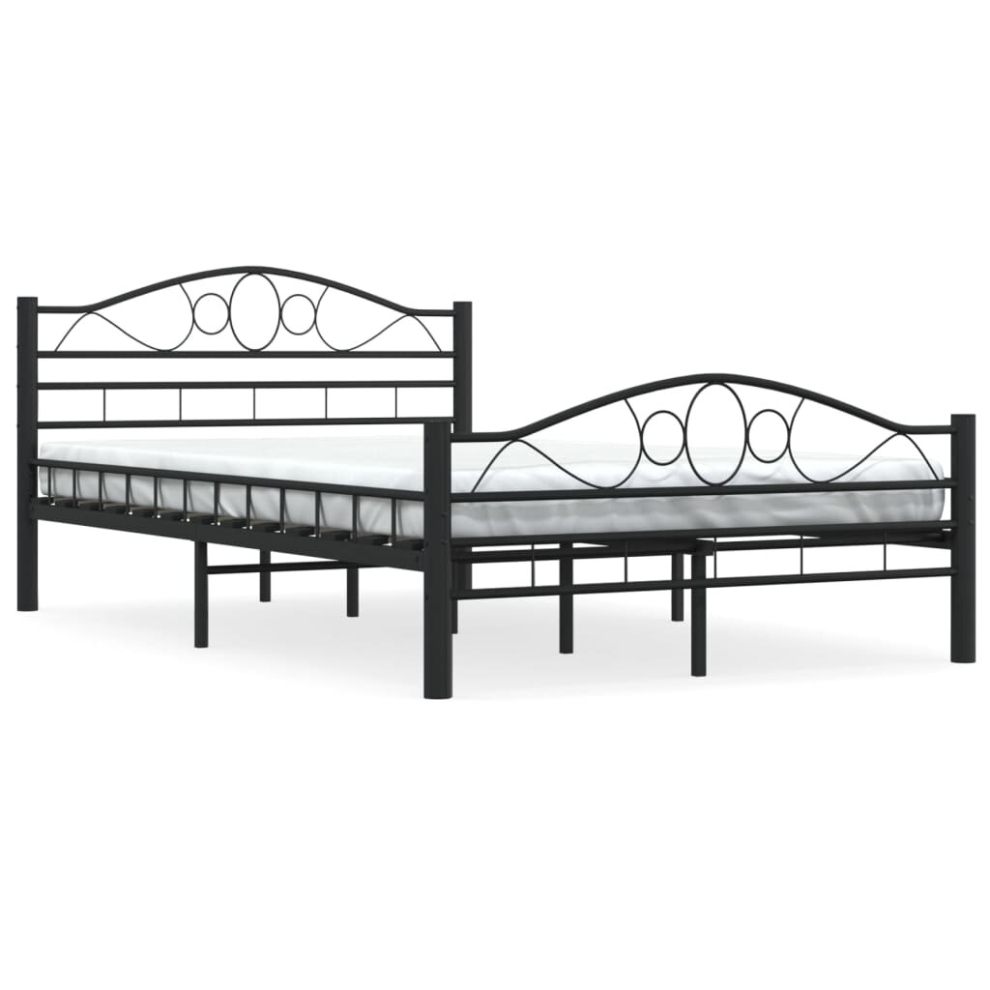vidaXL Bed Frame Black Steel 140x200cm Double Bedroom Slatted Base Furniture