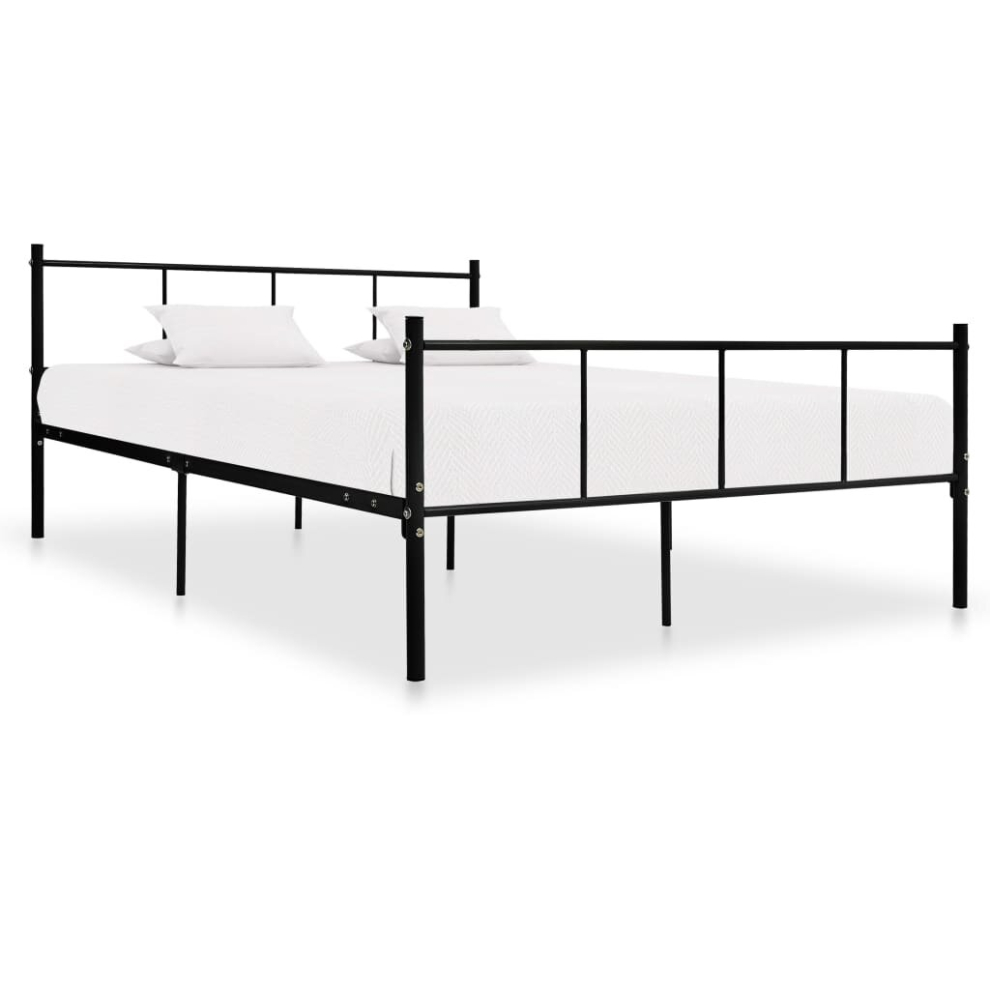 vidaXL Bed Frame Black Metal 160x200cm Bedroom Furniture Classic Accessory