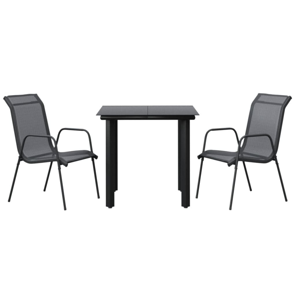 Vidaxl Garden Dining Set Outdoor Dining Set 3 Piece Black Steel And Textilene