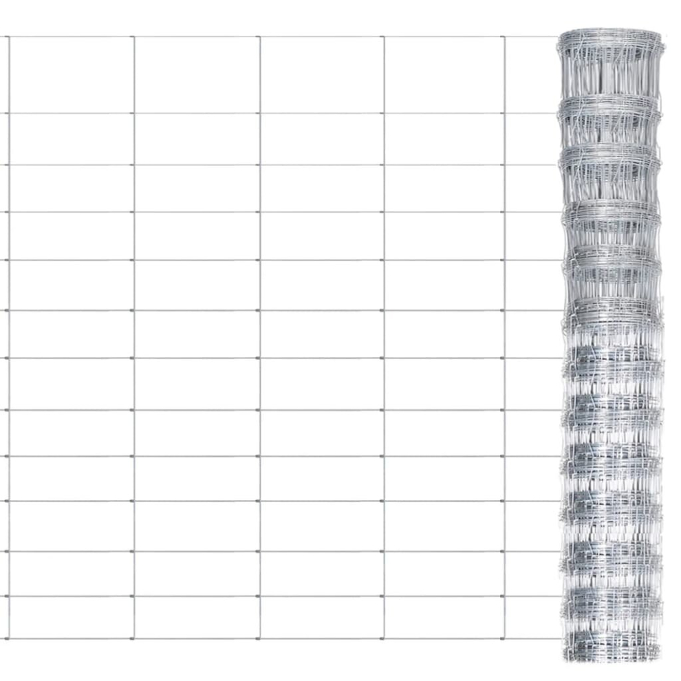 vidaXL Garden Fence Galvanised Steel 50x1,25 m Wire Fence Wire Mesh Roll Panel