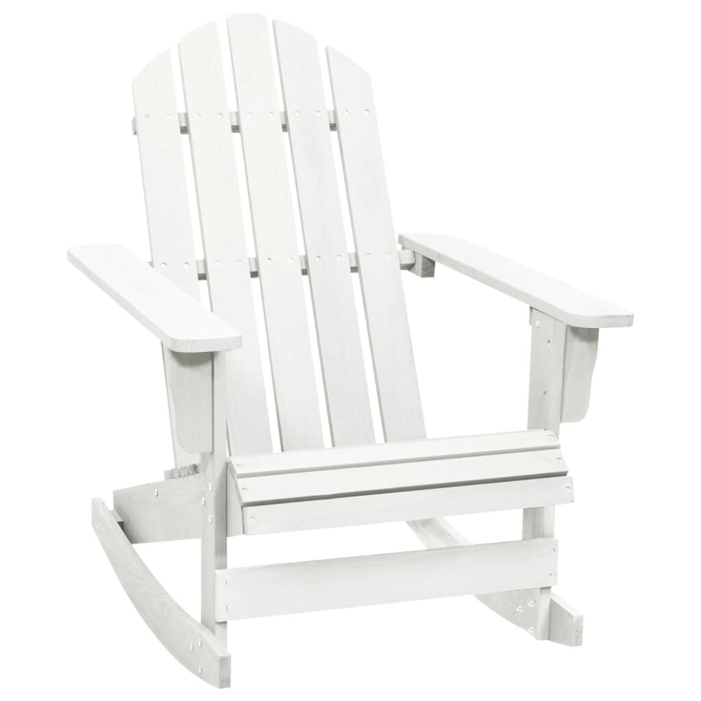 Vidaxl Garden Rocking Chair Wood Outdoor Patio Sun Lounger Armchair Seat White