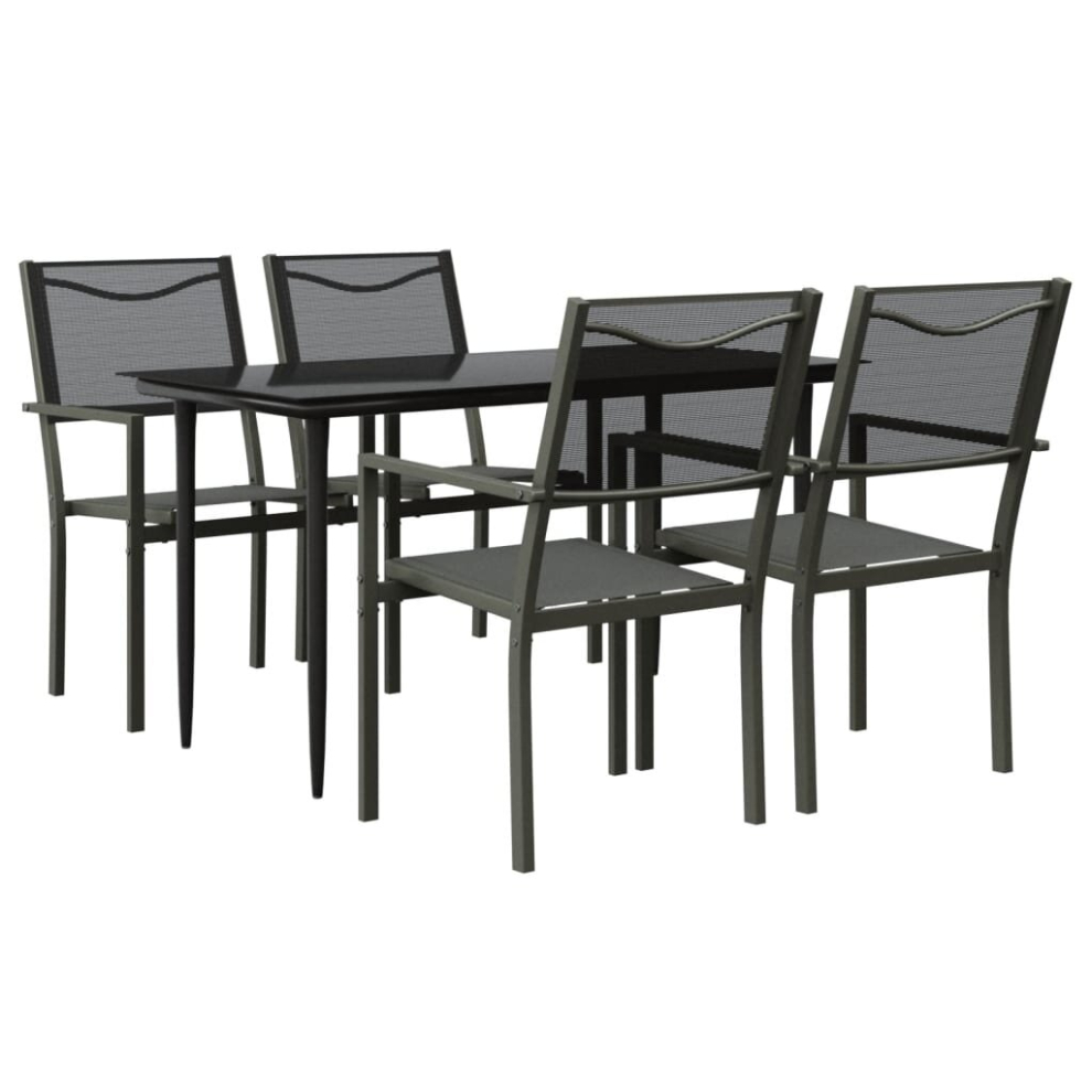 vidaXL Garden Dining Set Outdoor Dining Set 5 Piece Black Steel and Textilene