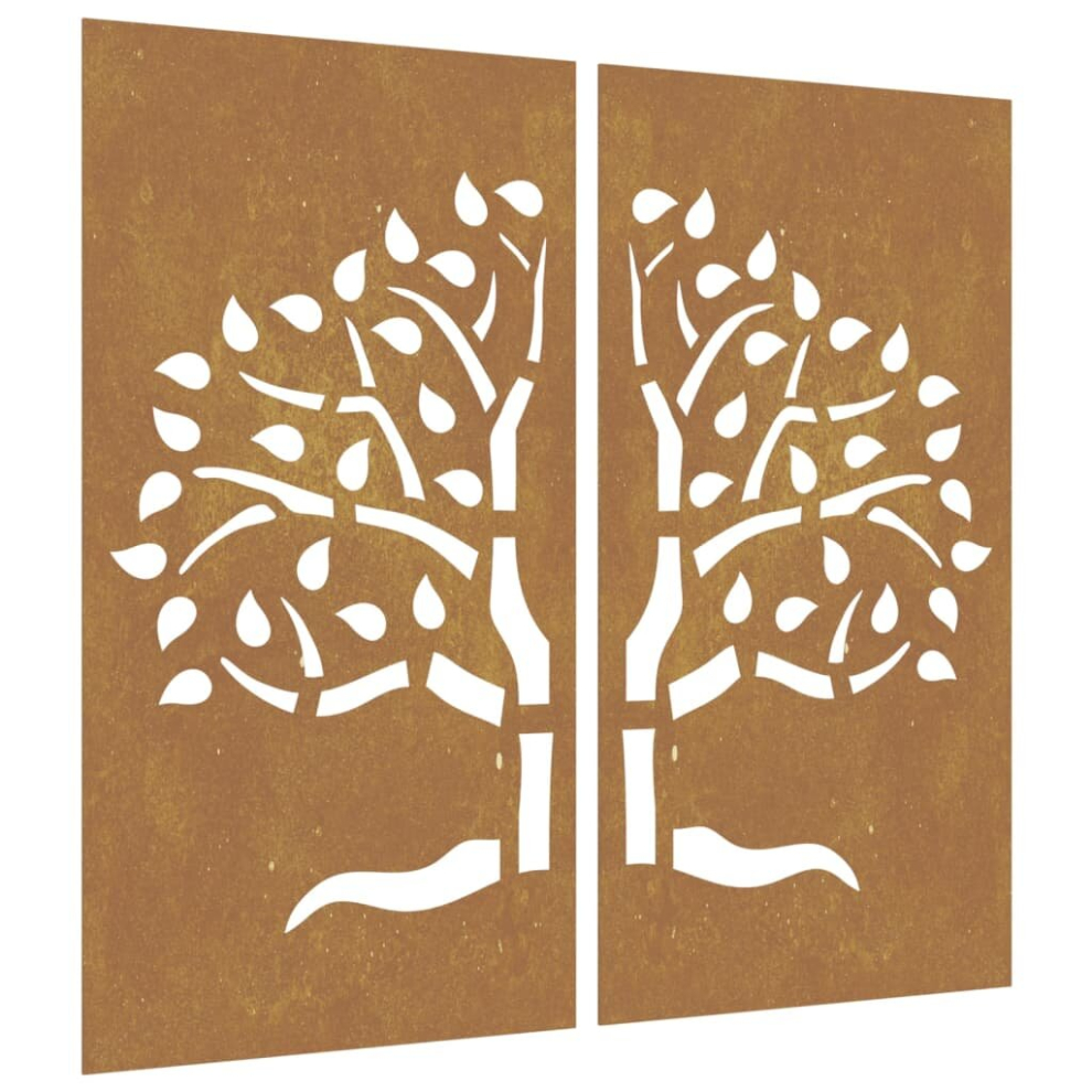 vidaXL Garden Wall Decoration Wall Art Decors 2 pcs Corten Steel Tree Design