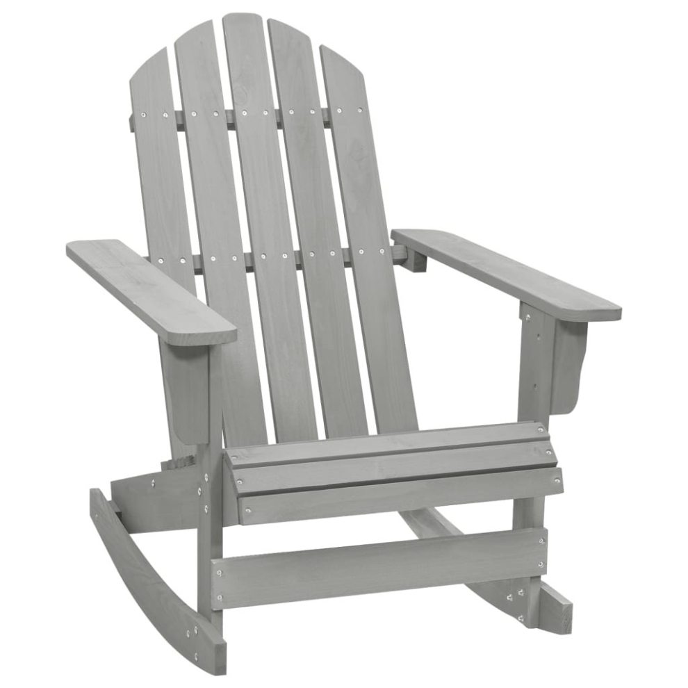 Vidaxl Garden Rocking Chair Wood Grey Outdoor Porch Rocker Armchair Seating