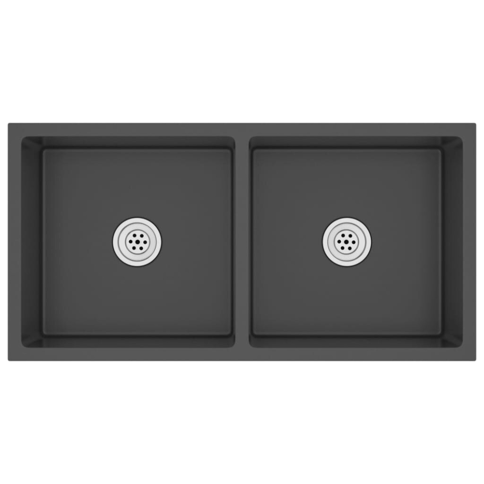 Vidaxl Handmade Kitchen Sink Black Stainless Steel Plumbing Utility Basin