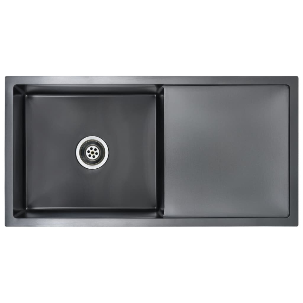 vidaXL Handmade Kitchen Sink Black Stainless Steel Under-mount Kitchen Basin