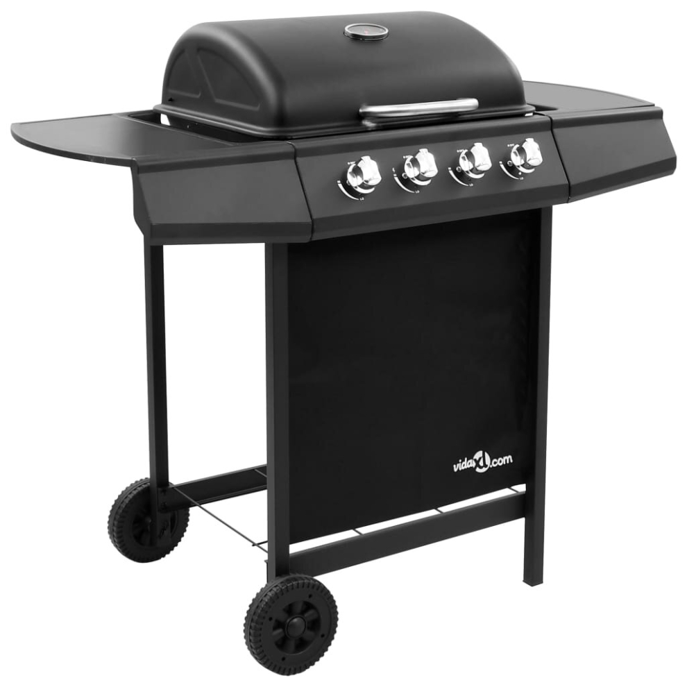 vidaXL Gas BBQ Grill with 4 Burners Black Natural Gas Outdoor Barbecue Grills