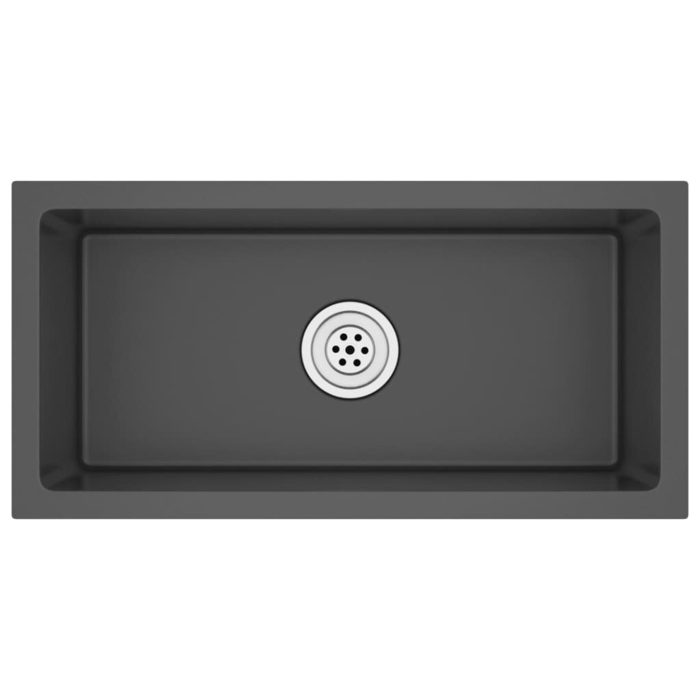 Vidaxl Handmade Kitchen Sink Black Stainless Steel Plumbing Utility Basin 8720286179055