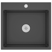 vidaXL Handmade Kitchen Sink Black Stainless Steel Plumbing Fixture Basin