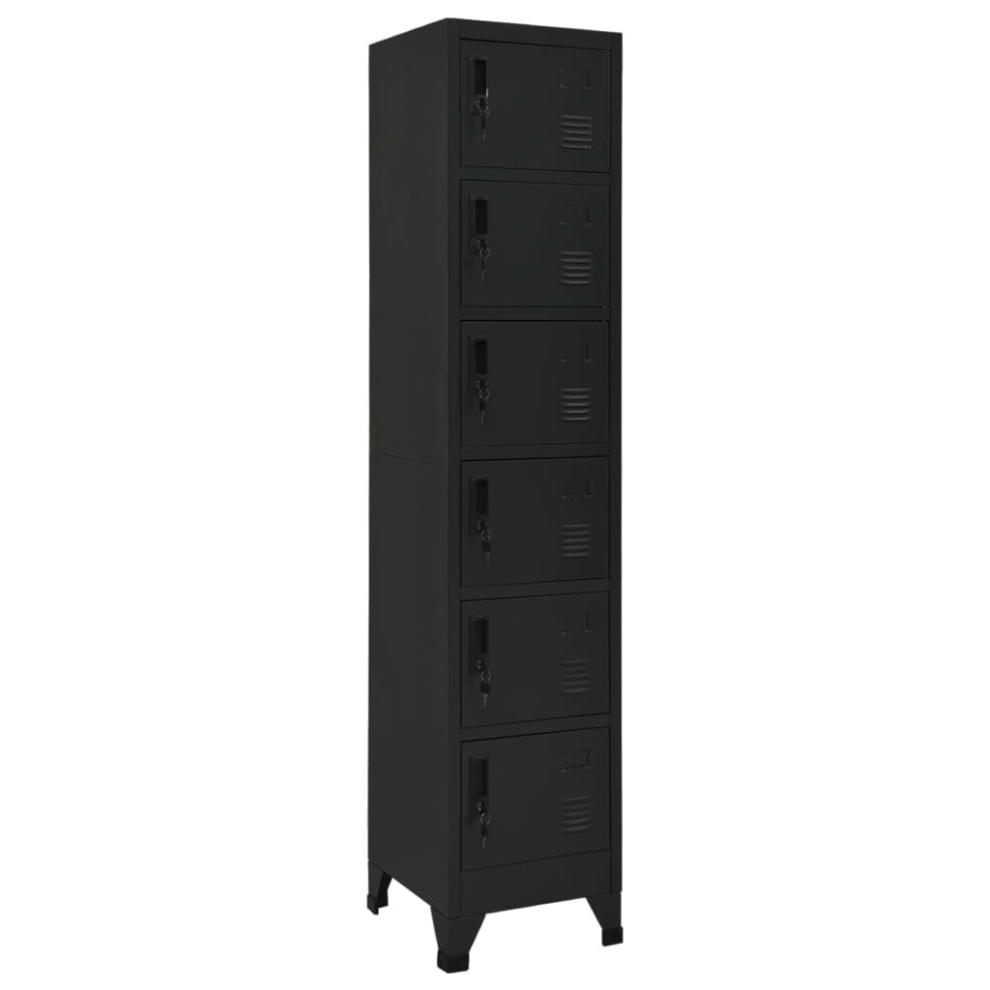 vidaXL Locker Cabinet Black 40 cm Steel Storage Home Office Cabinet Furniture