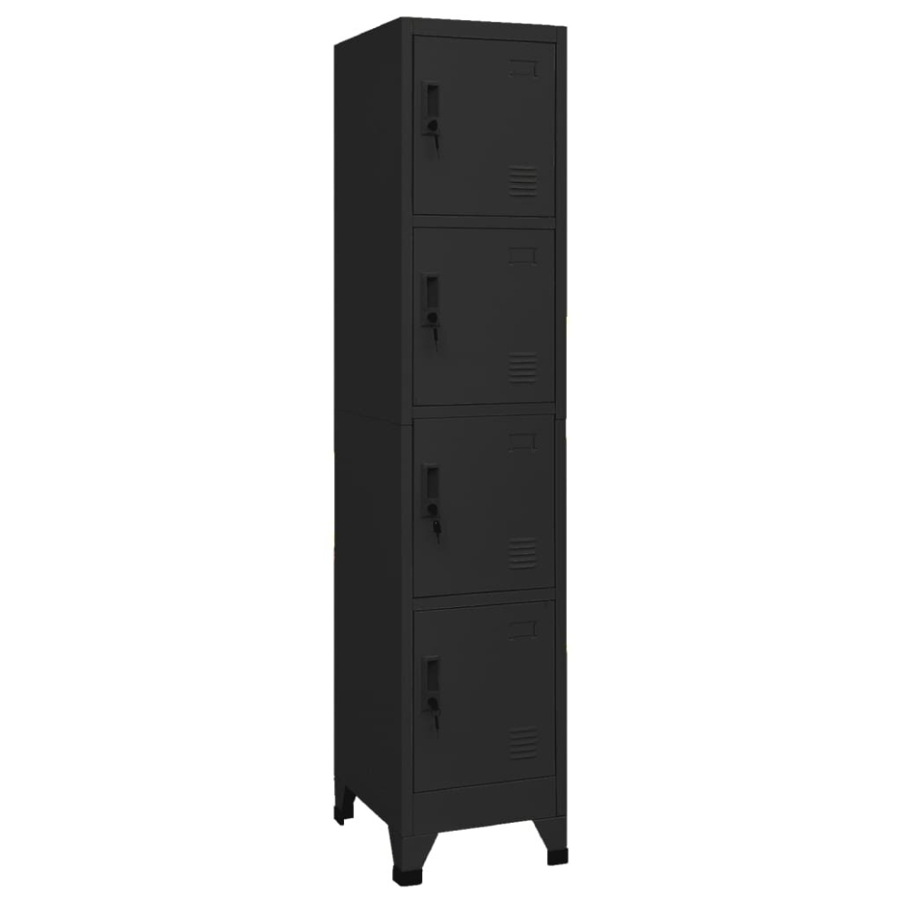 vidaXL Locker Cabinet Black 45 cm Steel Storage Home Office Cabinet Furniture